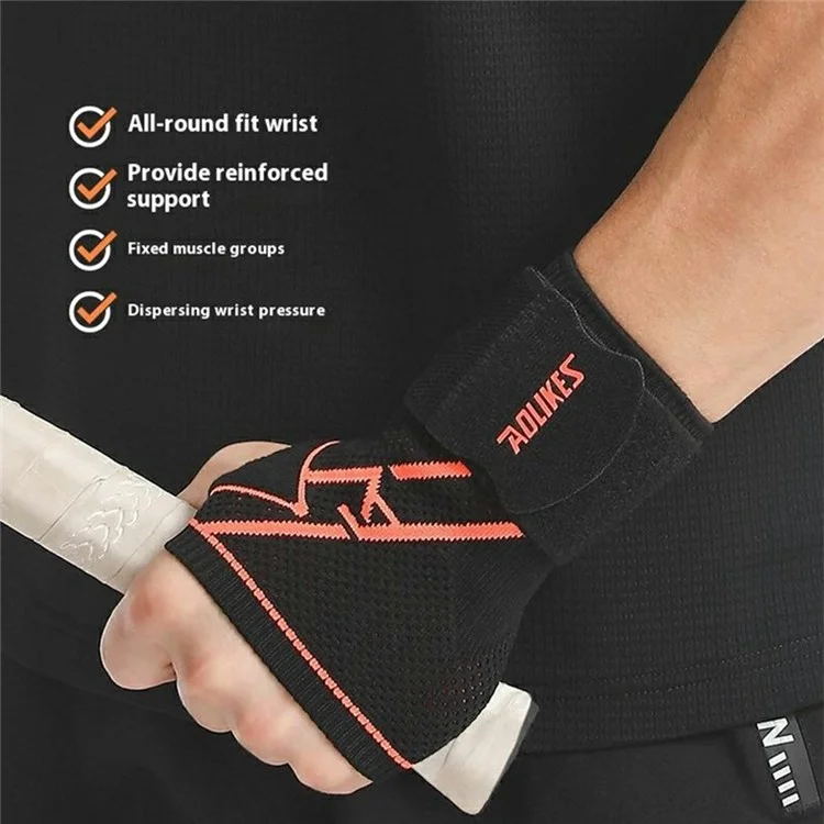 AOLIKES 8201 1Pc Breathable Wrist Support Brace for Badminton Fitness Extended Compression Wristband - Black+Grey S