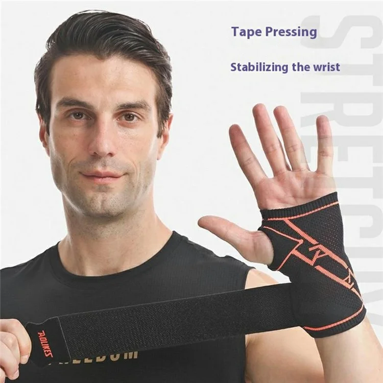 AOLIKES 8201 1Pc Breathable Wrist Support Brace for Badminton Fitness Extended Compression Wristband - Black+Grey S