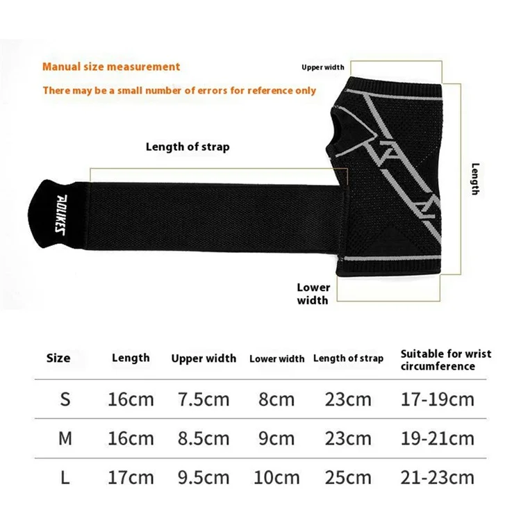 AOLIKES 8201 1Pc Breathable Wrist Support Brace for Badminton Fitness Extended Compression Wristband - Black+Grey S