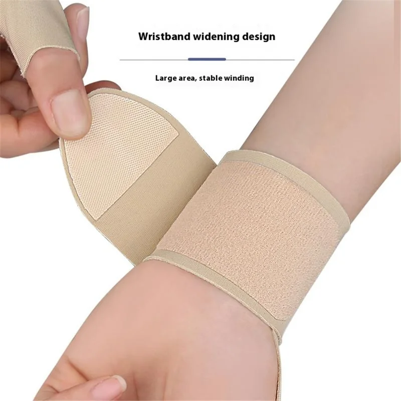 004 1Pc Slim Thumb Wrist Support Brace Lycra Fabric Adjustable Compression Wrist Guard - Skin Color / Right Hand