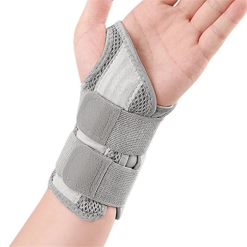 1Pc Wrist Support Brace Adjustable Compression Wrist Wrap Guard for Pain Relief Arthritis Carpal Tunnel - Left Hand / Grey S / M