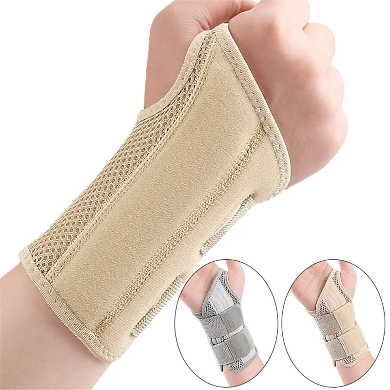 1Pc Wrist Support Brace Adjustable Compression Wrist Wrap Guard for Pain Relief Arthritis Carpal Tunnel - Left Hand / Grey S / M