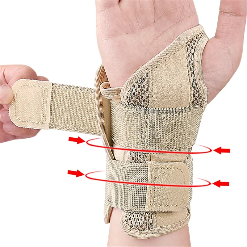 1Pc Wrist Support Brace Adjustable Compression Wrist Wrap Guard for Pain Relief Arthritis Carpal Tunnel - Left Hand / Grey S / M