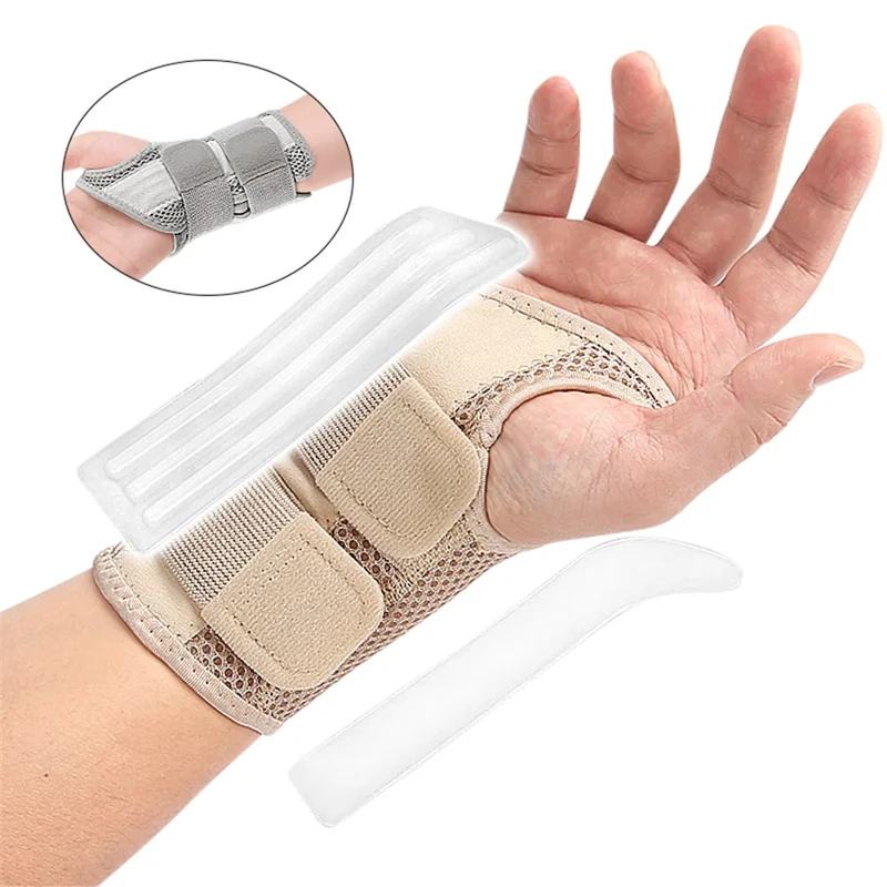 1Pc Wrist Support Brace Adjustable Compression Wrist Wrap Guard for Pain Relief Arthritis Carpal Tunnel - Left Hand / Grey S / M