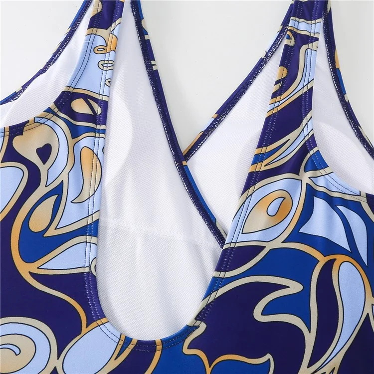 Taille S Maillot de bain une pièce pour femme avec paréo cache-maillot à contrôle du ventre et jupe en mousseline - Bleu