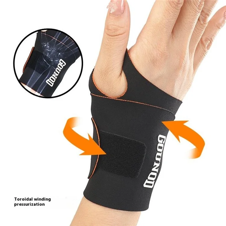 GOUNOD HS070 Bracelet de Soutien du Poignet Manchon de Compression Protection de la Gaine Tendineuse pour Soulagement de la Douleur et Fitness - Noir + Orange