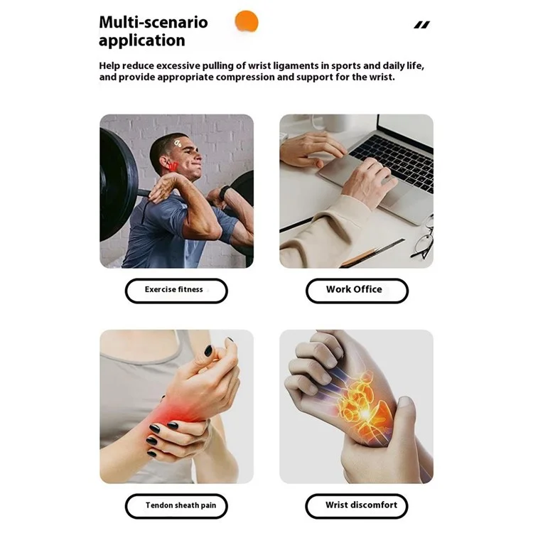 GOUNOD HS070 Bracelet de Soutien du Poignet Manchon de Compression Protection de la Gaine Tendineuse pour Soulagement de la Douleur et Fitness - Noir + Orange