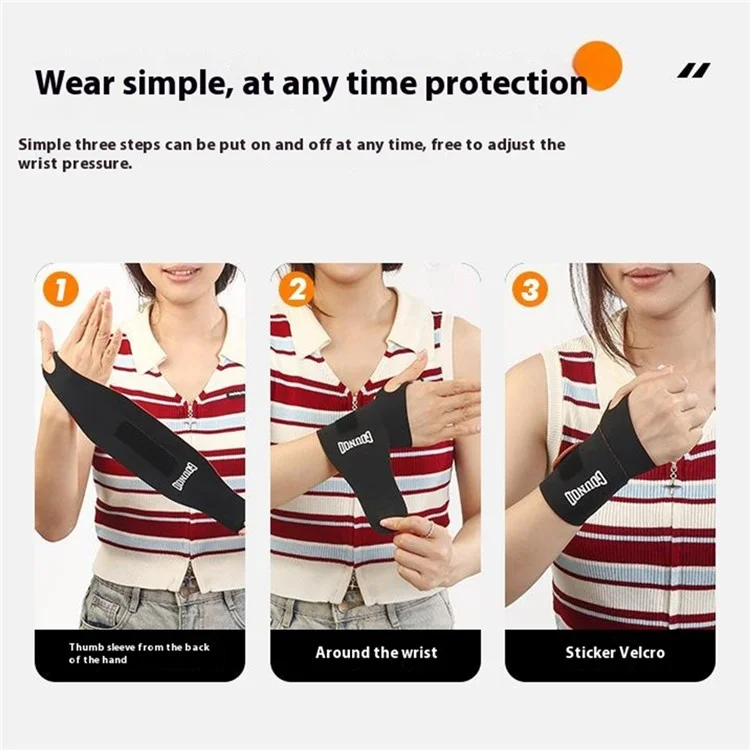 GOUNOD HS070 Bracelet de Soutien du Poignet Manchon de Compression Protection de la Gaine Tendineuse pour Soulagement de la Douleur et Fitness - Noir + Orange