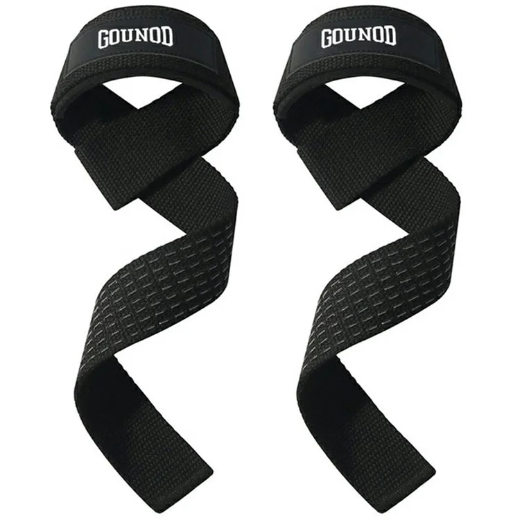 GOUNOD J46 Lot de 2 Sangles de Musculation pour Soulevé de Terre, Musculation et Tractions - Support de Poignet, Bandes Antidérapantes de Préhension - Noir