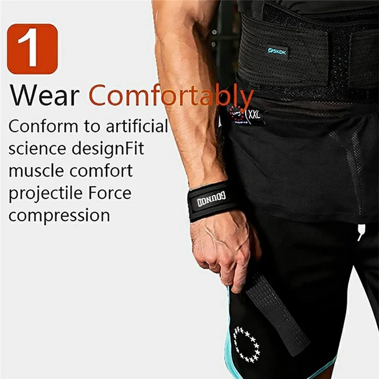GOUNOD J46 Lot de 2 Sangles de Musculation pour Soulevé de Terre, Musculation et Tractions - Support de Poignet, Bandes Antidérapantes de Préhension - Noir