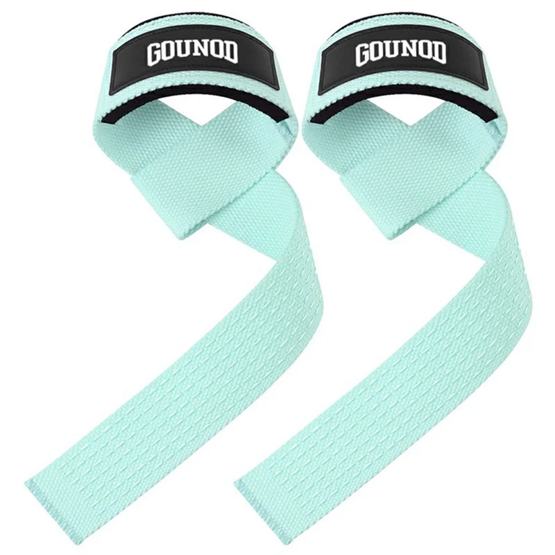 GOUNOD J46 1 Pair Deadlift Hand Straps Weightlifting Powerlifting Pull-Ups Wrist Support Non-Slip Grip Bands - Lake Blue