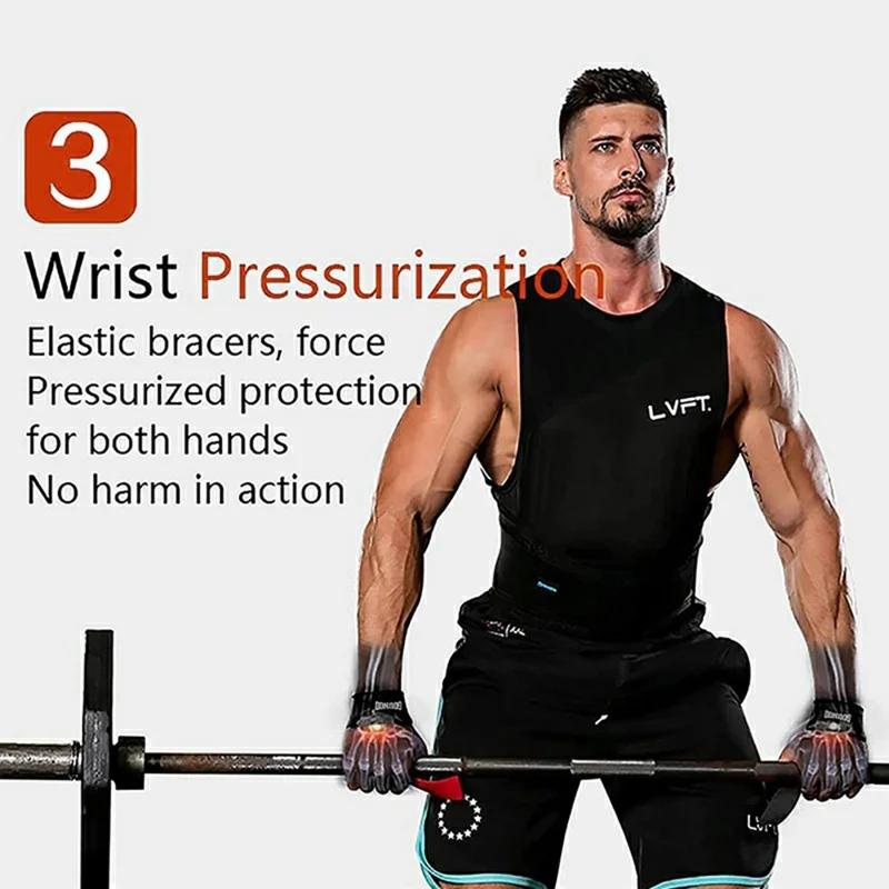 GOUNOD J46 1 Pair Deadlift Hand Straps Weightlifting Powerlifting Pull-Ups Wrist Support Non-Slip Grip Bands - Lake Blue