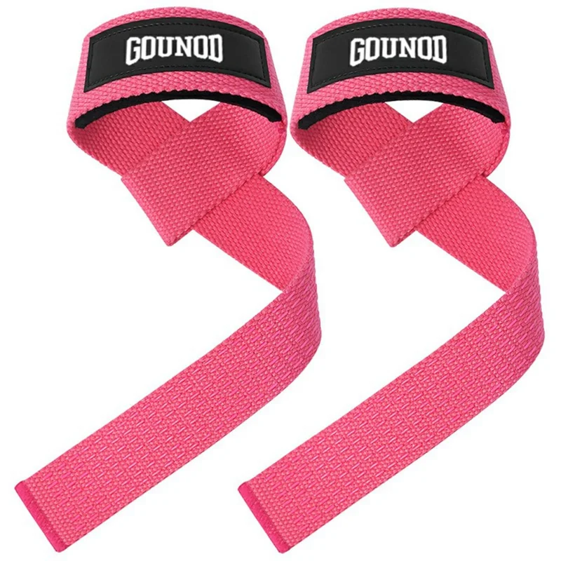 GOUNOD J46 1 Pair Deadlift Hand Straps Weightlifting Powerlifting Pull-Ups Wrist Support Non-Slip Grip Bands - Rose