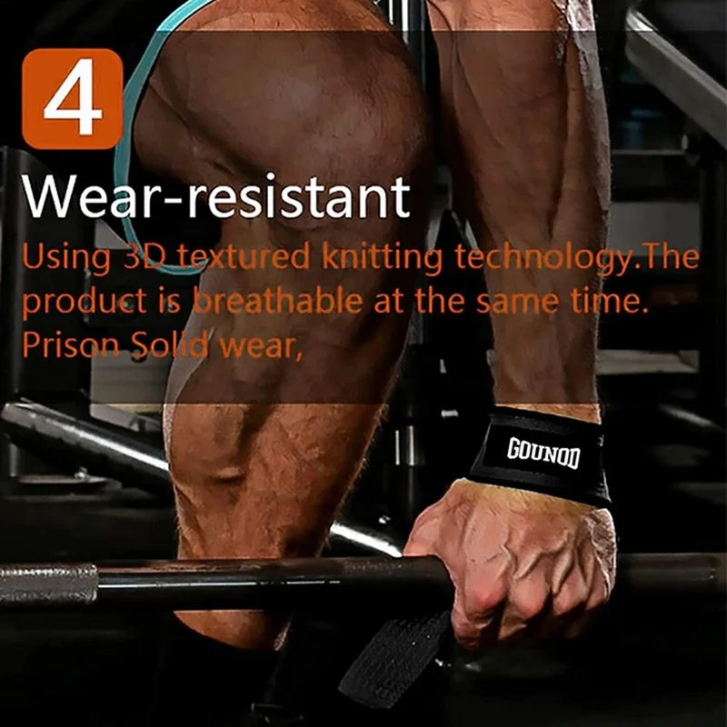 GOUNOD J46 1 Pair Deadlift Hand Straps Weightlifting Powerlifting Pull-Ups Wrist Support Non-Slip Grip Bands - Rose