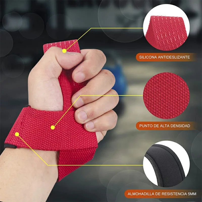 GOUNOD J46 1 Pair Deadlift Hand Straps Weightlifting Powerlifting Pull-Ups Wrist Support Non-Slip Grip Bands - Rose