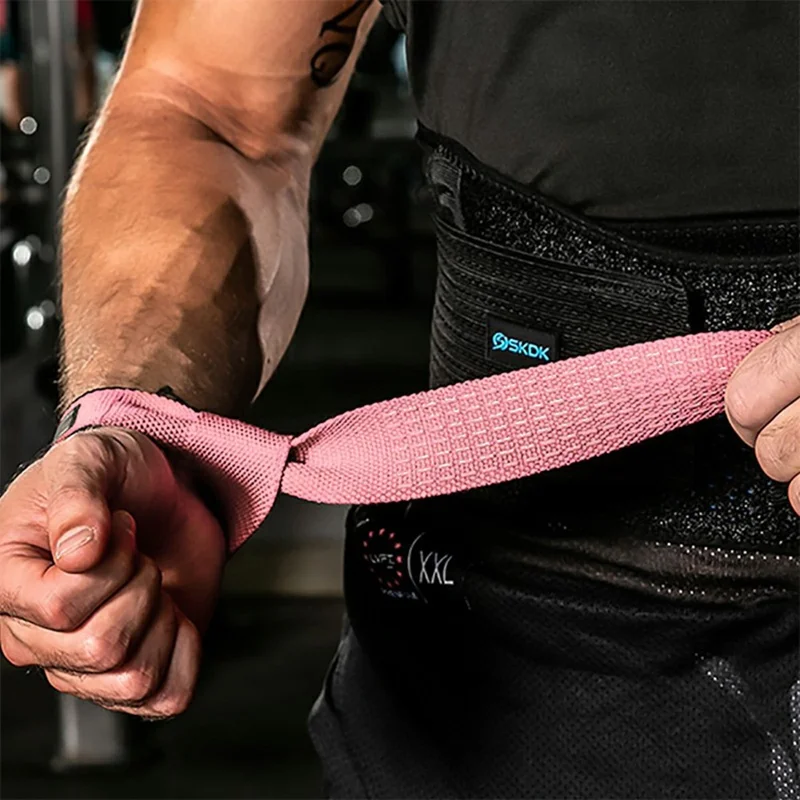 GOUNOD J46 1 Pair Deadlift Hand Straps Weightlifting Powerlifting Pull-Ups Wrist Support Non-Slip Grip Bands - Rose