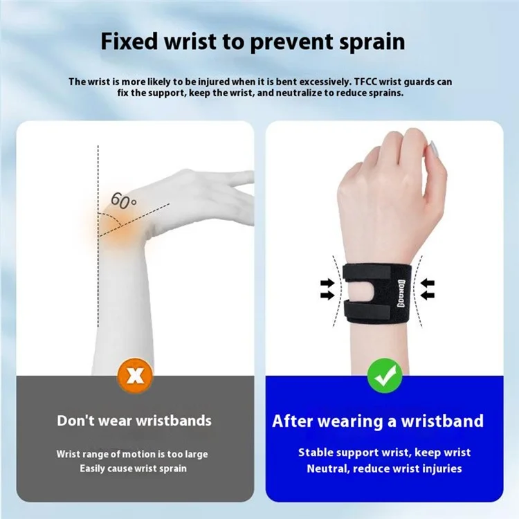 GOUNOD HW003 Support de Poignet de Sport (1 Paire) Protection TFCC, Bandage de Récupération et Compression - Noir