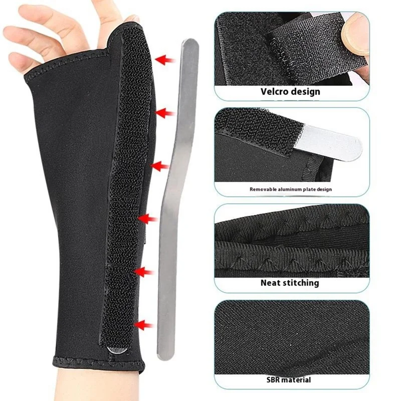 113 1 Pièce Support de Poignet de Sport Attelle de Compression Ajustable avec Attelle en Aluminium Amovible