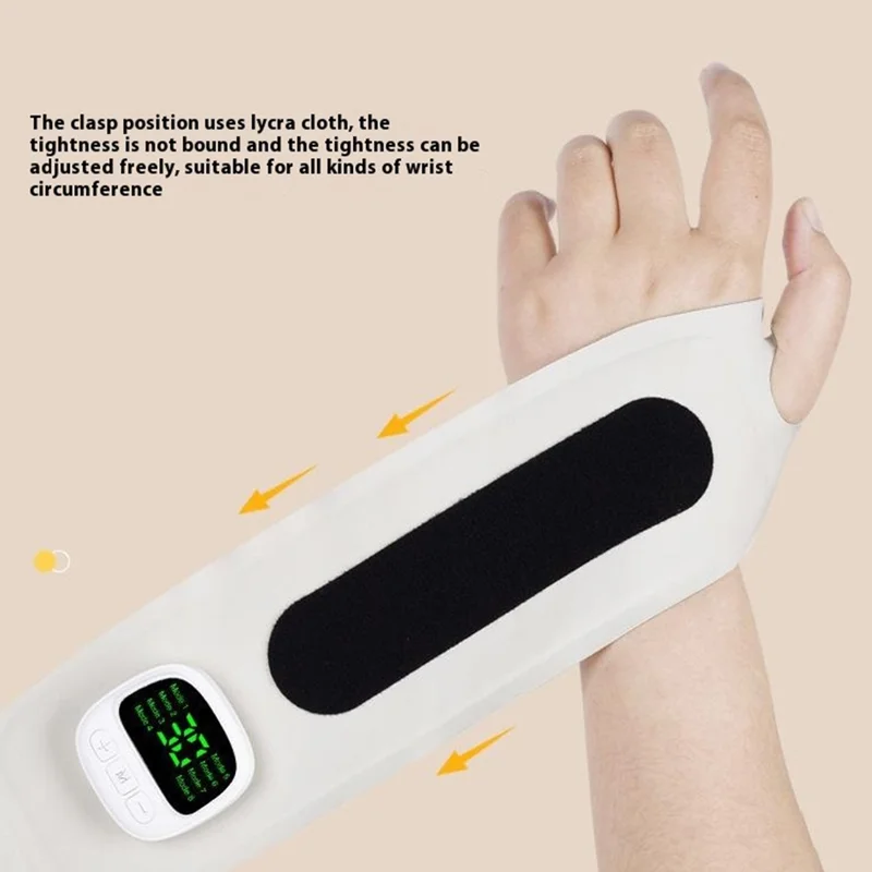 YF-JS100 Massageador de Pulso EMS para Bainha de Tendão, 8 Modos, 30 Níveis de Intensidade, Faixa Esportiva para Articulações da Mão - Azul Marinho