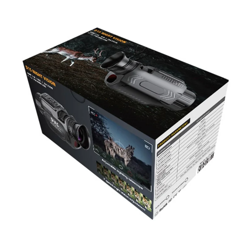 Câmera Monocular D15 WiFi Visão Noturna 4K Vídeo 64MP Foto Zoom 28x para Observação de Vida Selvagem, com Cartão de Memória de 32GB