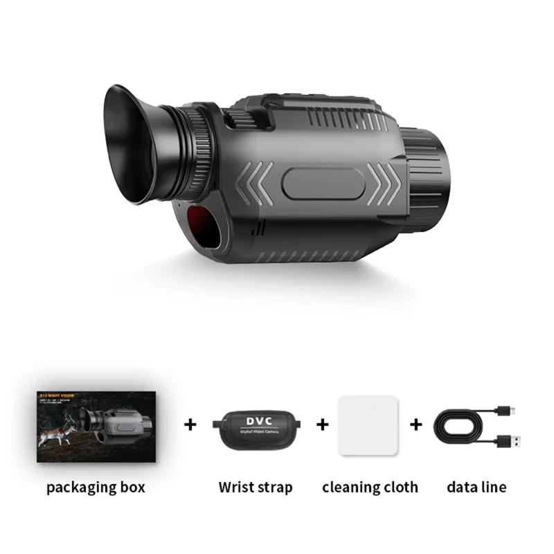 Câmera Monocular D15 WiFi Visão Noturna 4K Vídeo 64MP Foto Zoom 28x para Observação de Vida Selvagem, com Cartão de Memória de 32GB