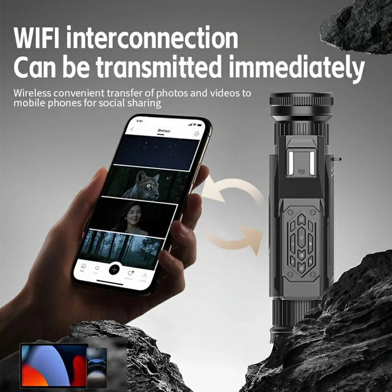 D12 Outdoor 4K HD WiFi Night Vision Monocular Camera 1.54 Inch IPS Screen 64MP Infrared Digital Telescope, Standard Version