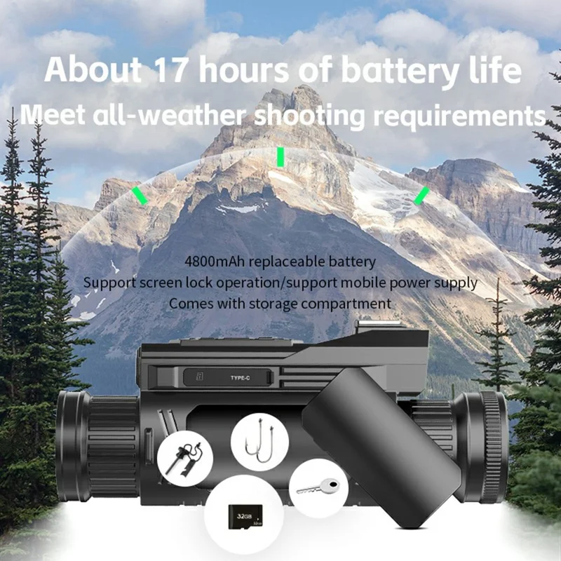 D12 Outdoor 4K HD WiFi Night Vision Monocular Camera 1.54 Inch IPS Screen 64MP Infrared Digital Telescope, Standard Version