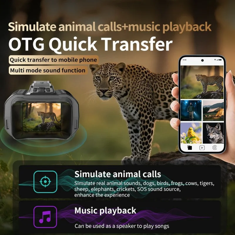 Binóculos de Visão Noturna NV109 Outdoor Hunting com Tela IPS de 2,0 Polegadas, Câmera de Gravação de Vídeo de Lente Dupla, com Cartão de 32GB
