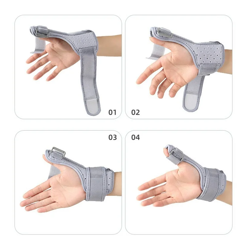 027 Thumb Brace Wrist Support Free Size Adjustable Compression Wrap for Pain Relief  /  Injury Prevention - Grey