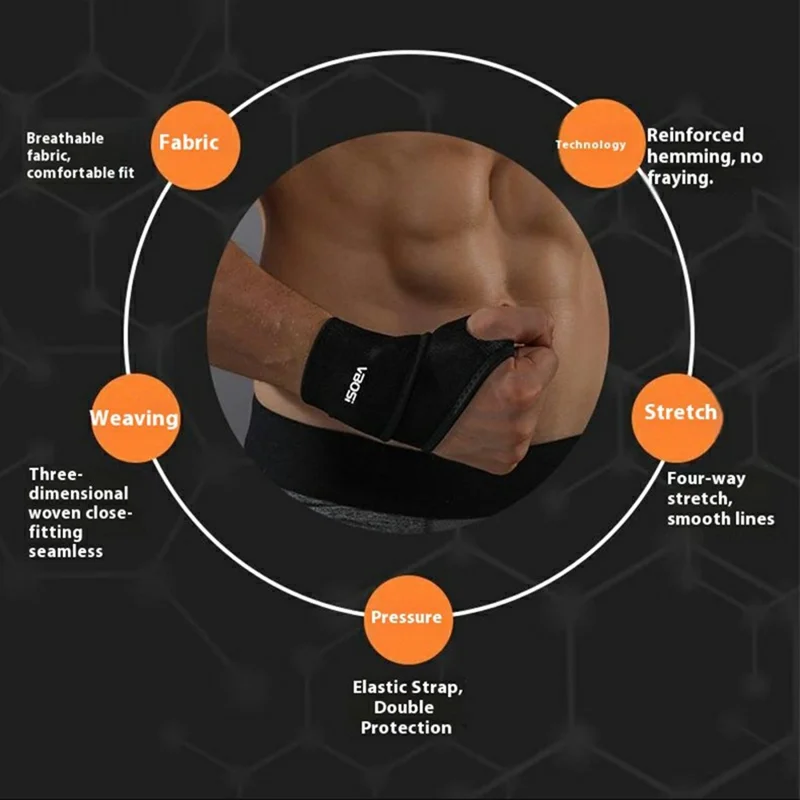 VBOSI 1008V Adult Compression Wrist Support Adjustable Protective Gear for Outdoor Sports - Black