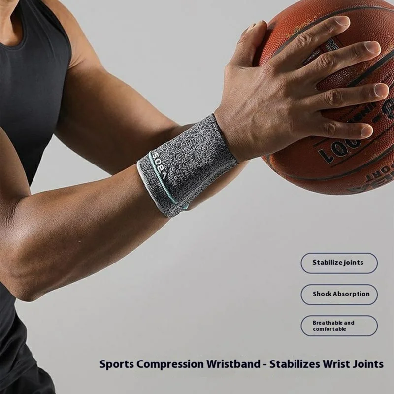 VBOSI 5087V 1Pc Size M Wrist Support Sweat Absorbing Compression Wrist Brace for Sports Protection - Light Grey