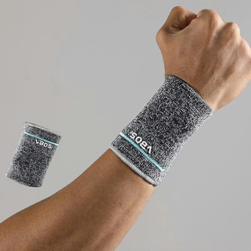 VBOSI 5087V 1Pc Size XL Wrist Support Sweat Absorbing Compression Wrist Brace for Sports Protection - Light Grey