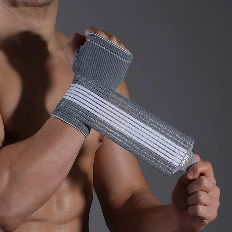 VBOSI 4127V 1Pc Size M Compression Wrap Wrist Support for Weightlifting Dumbbell Training Wrist Brace Protective Gear - Grey