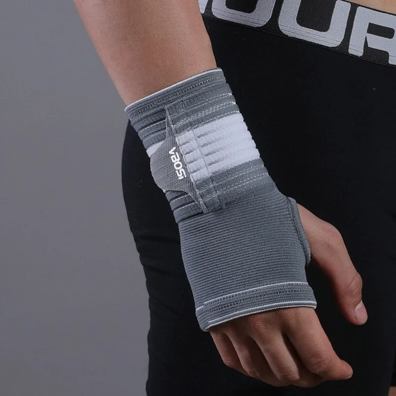 VBOSI 4127V 1Pc Size M Compression Wrap Wrist Support for Weightlifting Dumbbell Training Wrist Brace Protective Gear - Grey