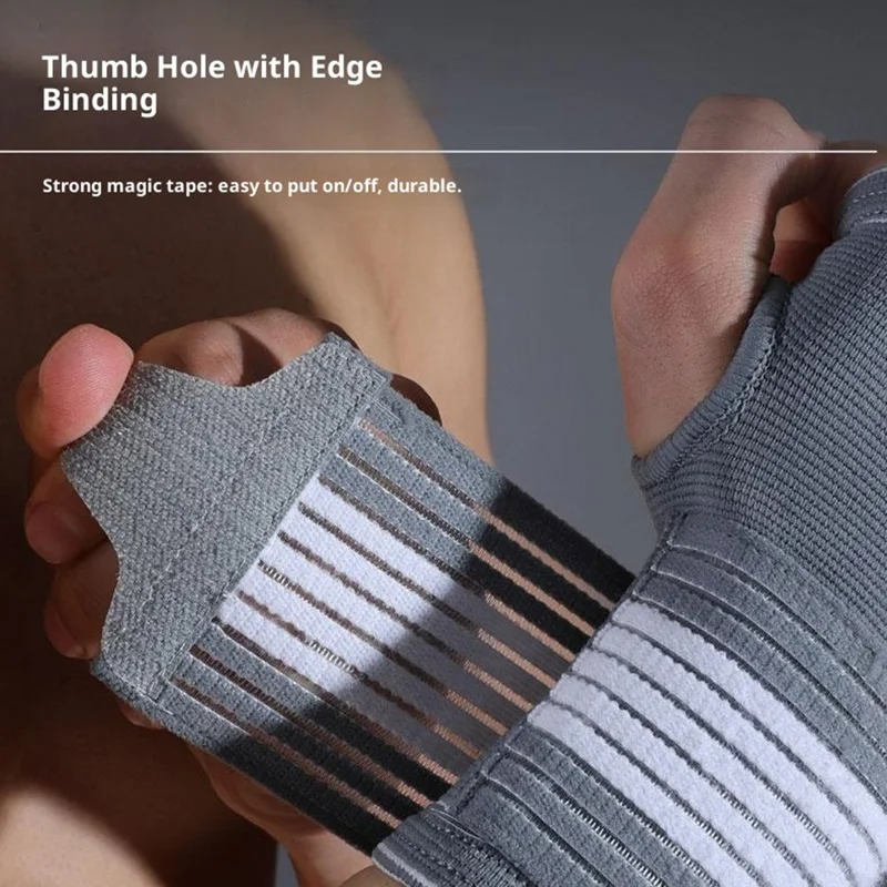 VBOSI 4127V 1Pc Size M Compression Wrap Wrist Support for Weightlifting Dumbbell Training Wrist Brace Protective Gear - Grey