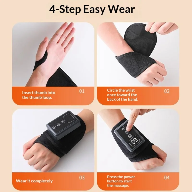 YX-A08 Hand Massager Heat Therapy Smart Portable Wrist Care Device with 6 Vibration Modes  /  5 Temperature Settings