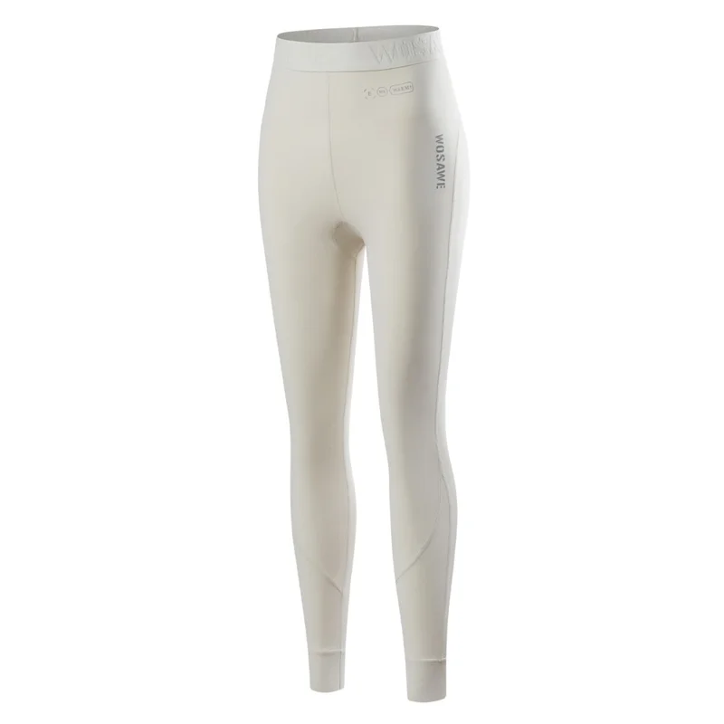 WOSAWE BD190 Para Mujer Pantalones Base de Lana de Abrigo de Esquí de Invierno Pantalones de Esquí Ajustados de Lana con Alta Elasticidad Resistentes al Frío - Amarillo Cremoso, Talla Asiática M / UE S