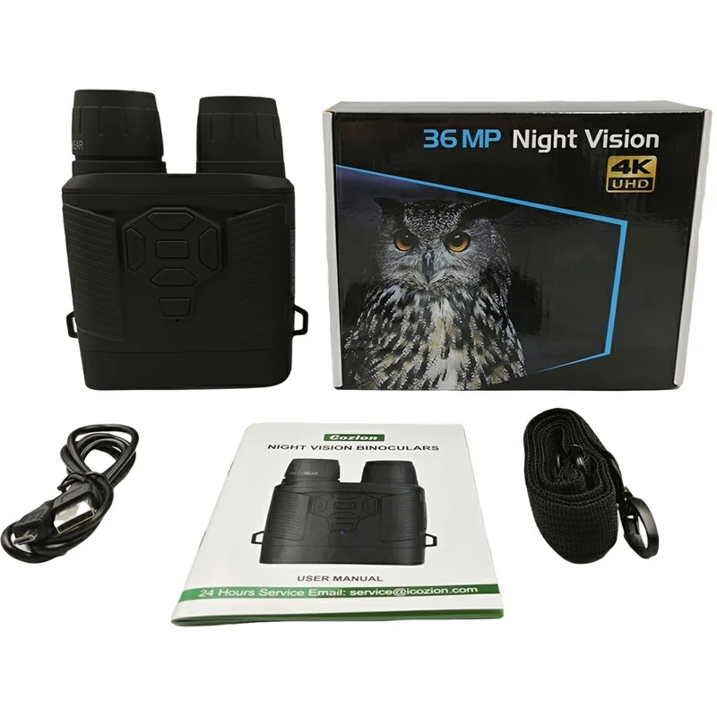 Y6 Night Vision Binoculars 36MP Digital 5X Zoom 4K 3 Inch LED Screen Telescope No Memory Card - Black