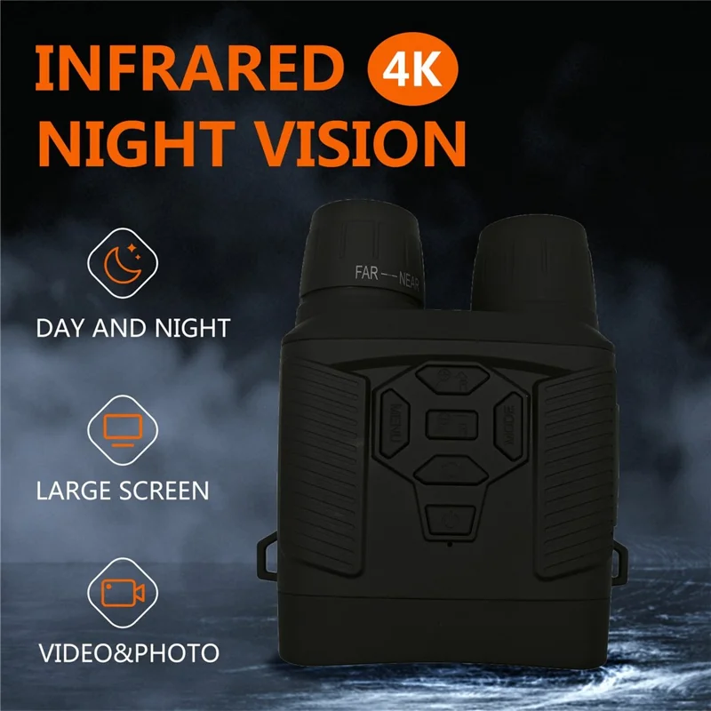 Y6 Night Vision Binoculars 36MP Digital 5X Zoom 4K 3 Inch LED Screen Telescope No Memory Card - Black