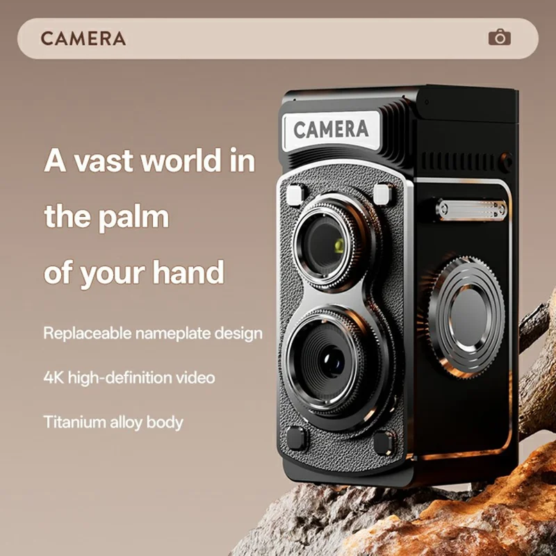 Y8000 Retro Camera Manual Joystick Simulation Vintage Portable Pocket HD Digital Camera No Memory Card - Black