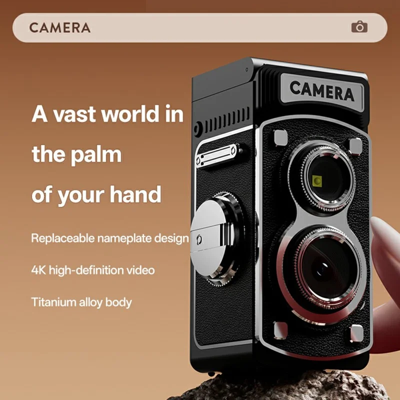 Y8000 Retro Camera Manual Joystick Simulation Vintage Portable Pocket HD Digital Camera No Memory Card - Black