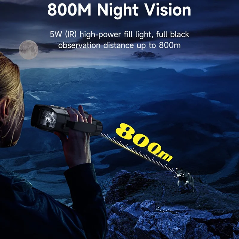 326 4K Night Vision Binoculars with 3 inch IPS Screen 800m Night Vision Goggles for Hunting Wildlife - Black