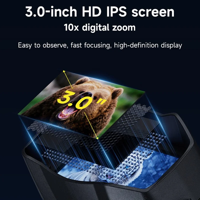 326 4K Night Vision Binoculars with 3 inch IPS Screen 800m Night Vision Goggles for Hunting Wildlife - Black