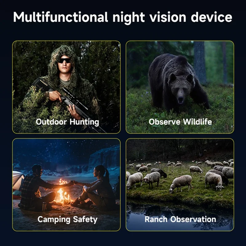 326 4K Night Vision Binoculars with 3 inch IPS Screen 800m Night Vision Goggles for Hunting Wildlife - Black