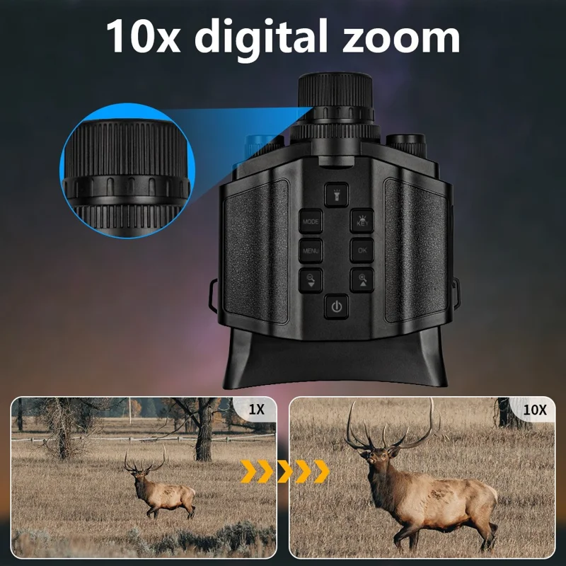 Z9 Night Vision Telescope 5K 9 Level Infrared Night Vision with 10X Zoom 60MP Camera for Hunting - Black