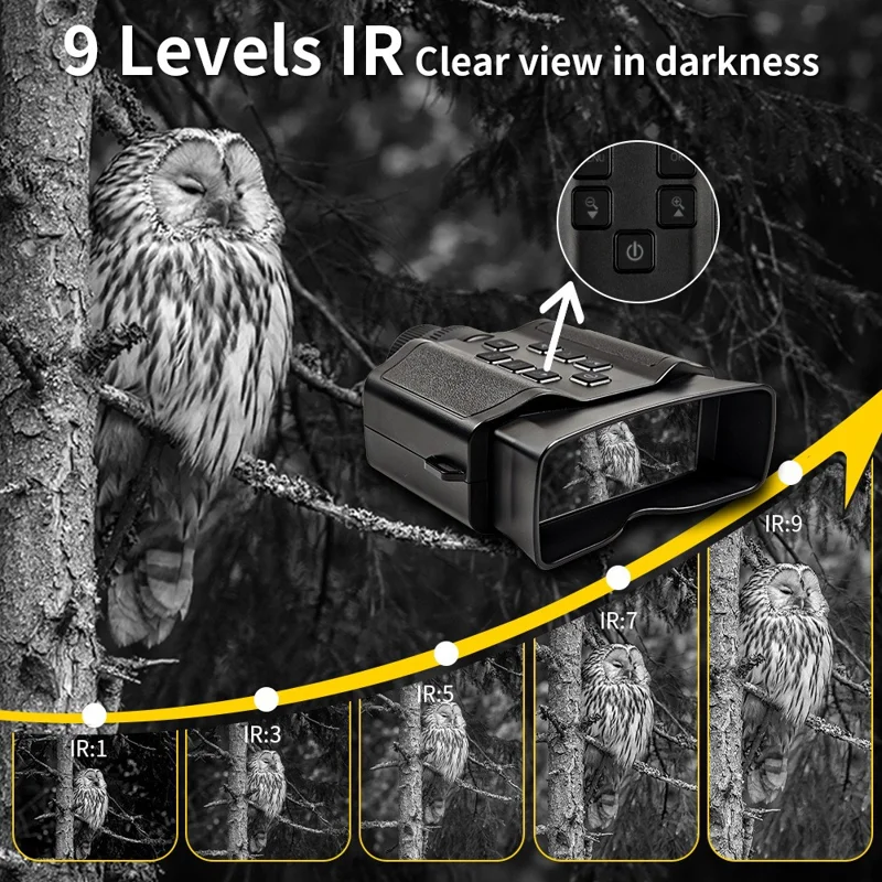 Z9 Night Vision Telescope 5K 9 Level Infrared Night Vision with 10X Zoom 60MP Camera for Hunting - Black
