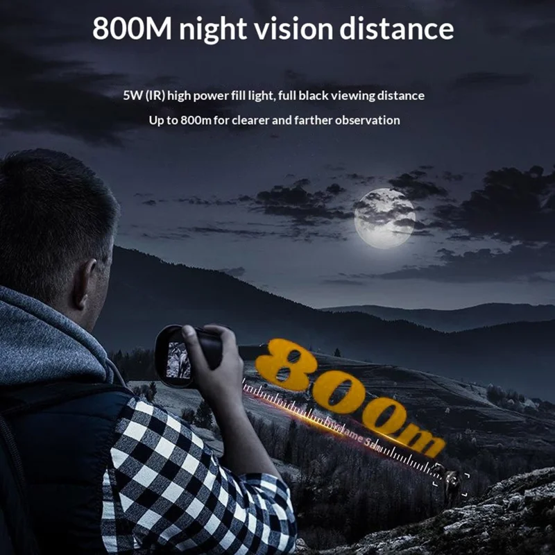 Jumelles de vision nocturne numériques 329 1080P 4K portée 800 m zoom 10X télescope infrarouge 5 W pour chasse randonnée - Noir