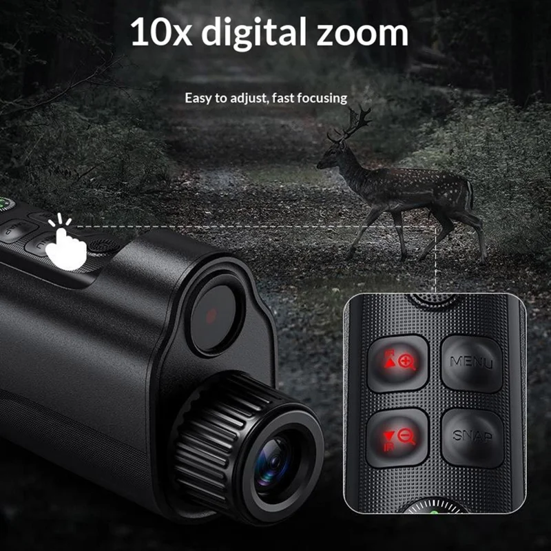 Jumelles de vision nocturne numériques 329 1080P 4K portée 800 m zoom 10X télescope infrarouge 5 W pour chasse randonnée - Noir