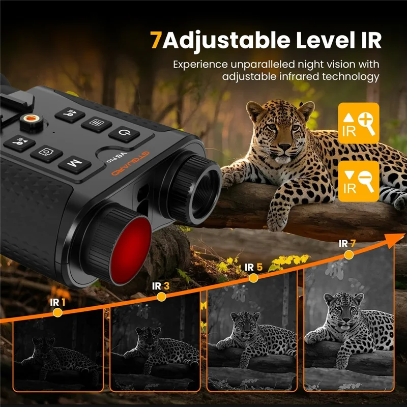 GTGUARD V6 Pro 4K Night Vision Binoculars with Precision Ranging Function Dual Mode 8X Digital Zoom 300m Range 1080P Recording Digital Telescope for Hunting - Black
