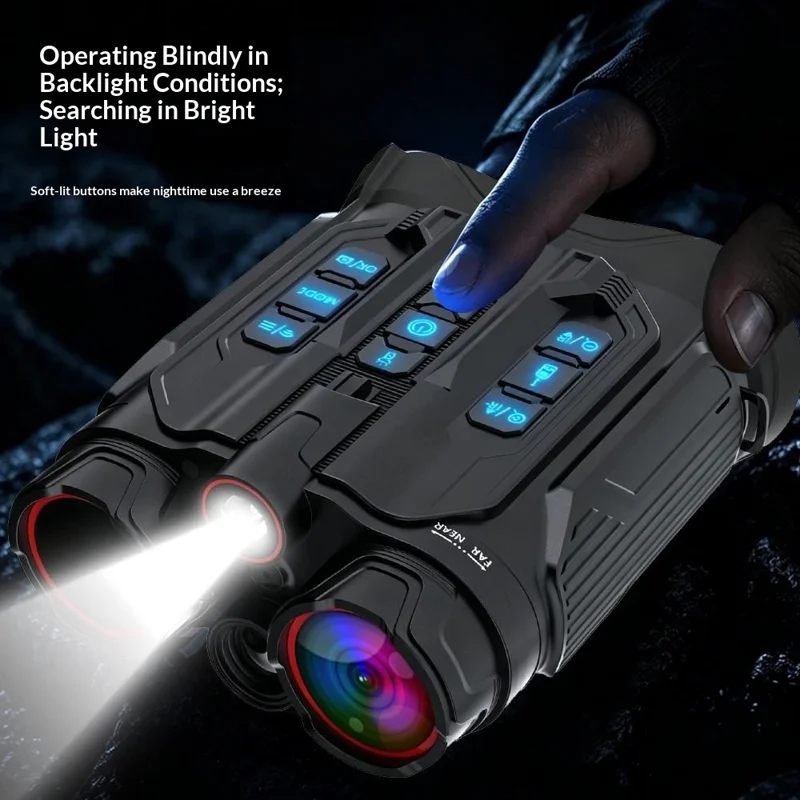 D58 Tactical Night Vision Binoculars 3.5 Inch HD Screen GPS Infrared Rangefinder for Outdoor Recording - Black